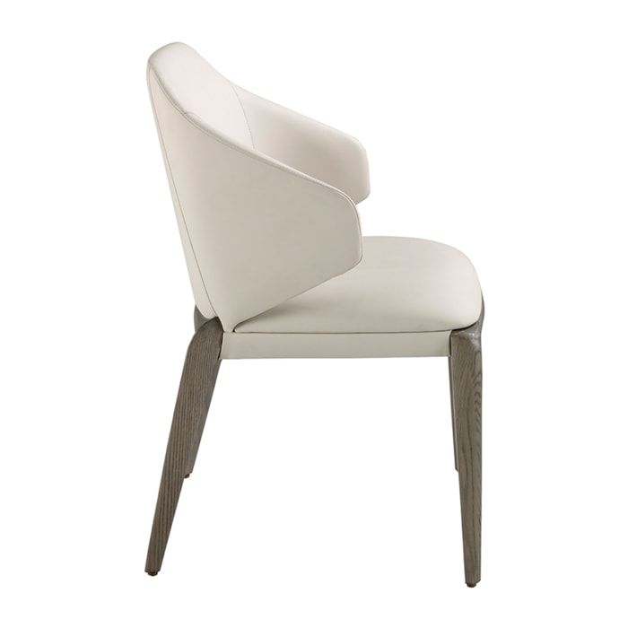 Silla Angel Cerdá con asiento y respaldo tapizados en polipiel en crema patas de madera de roble en ceniza 53x54x82cm