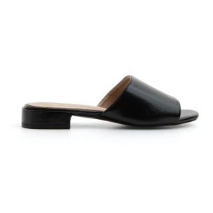 Ciabatta glossy con fascia ampia - NERO
