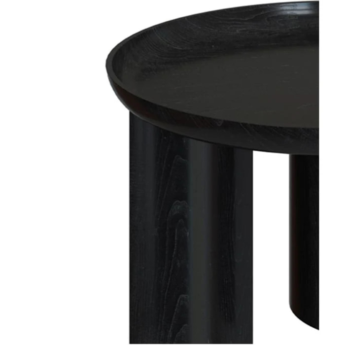 Table basse ronde noire en bois de manguier D60 cm - Blake