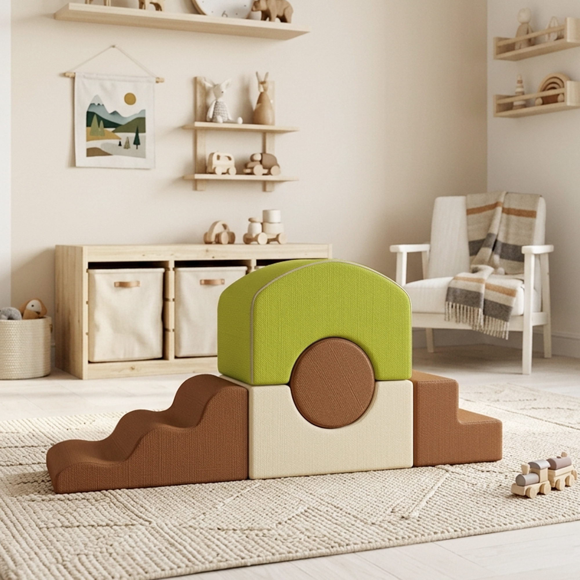 Parcours motricité bébé modulable 5 pièces zippées déhoussables velours multicolore