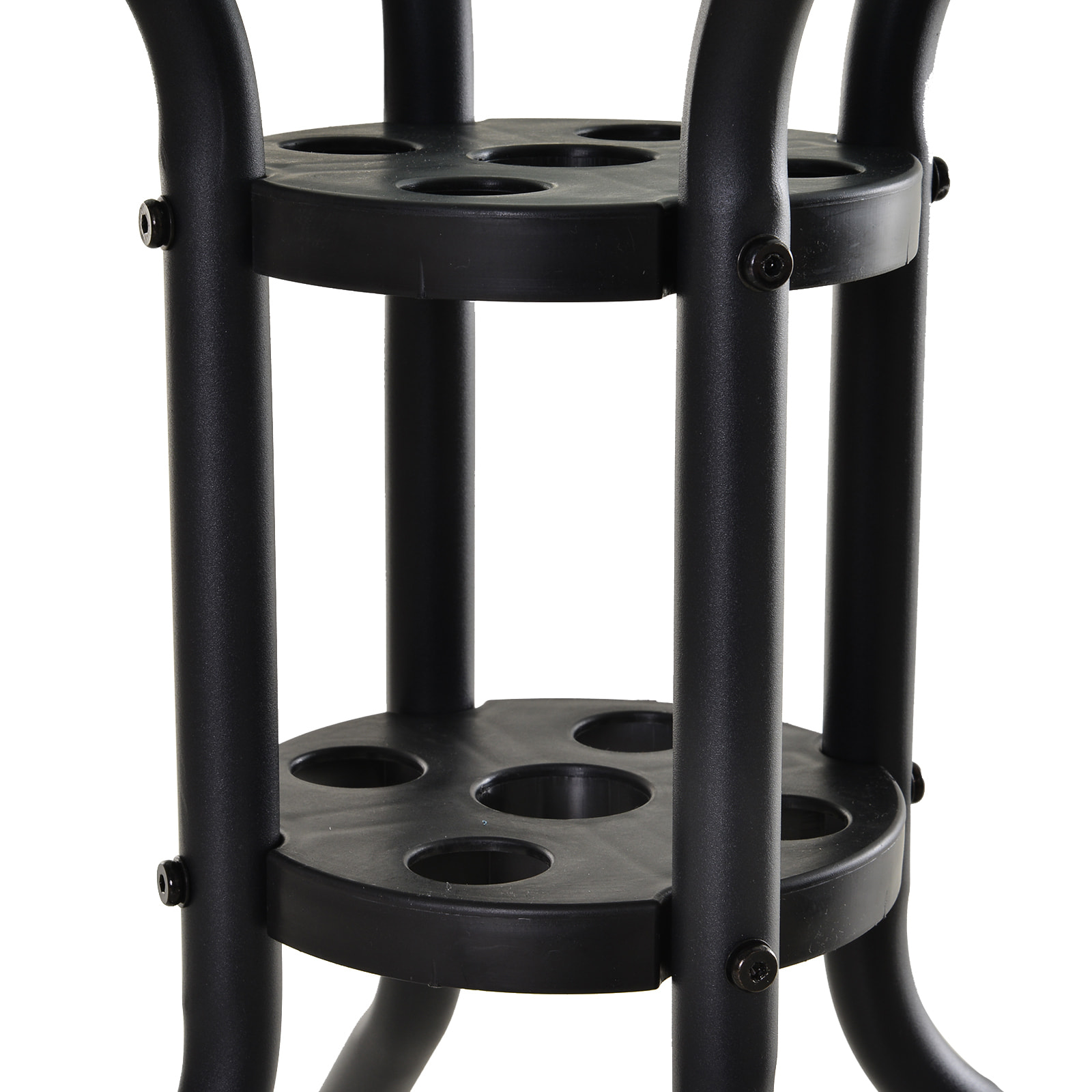 Mesa de Jardín Redonda Mesa Comedor de Cristal Templado con Agujero para Sombrilla y Estructura Metálica para Patio Terraza Balcón Exterior Ø80x72 cm Negro