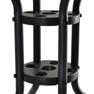 Mesa de Jardín Redonda Mesa Comedor de Cristal Templado con Agujero para Sombrilla y Estructura Metálica para Patio Terraza Balcón Exterior Ø80x72 cm Negro