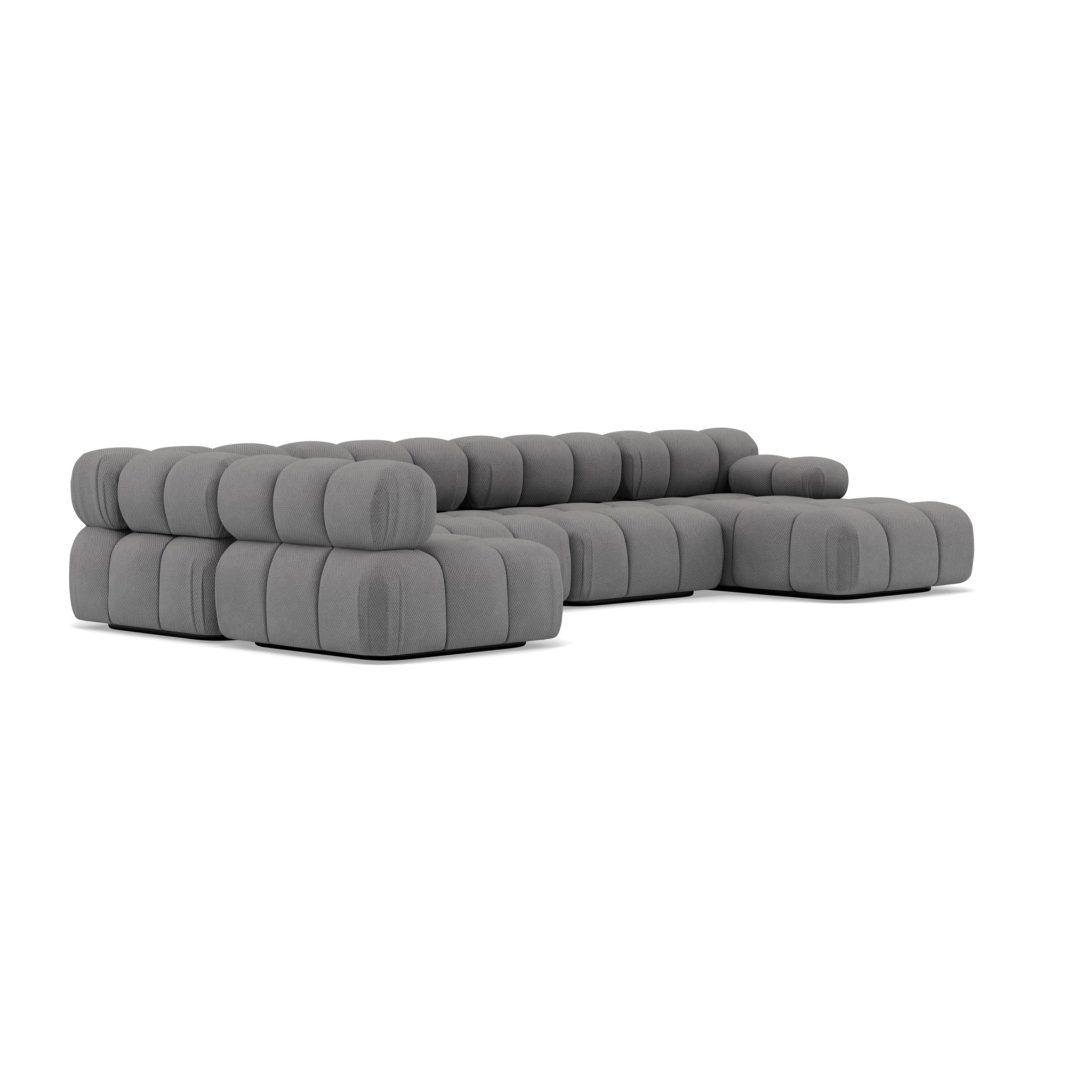 Ruby - canapé panoramique modulable d'angle gauche 7 places en velours texturé - Gris