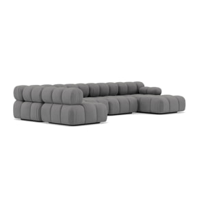 Ruby - canapé panoramique modulable d'angle gauche 7 places en velours texturé - Gris