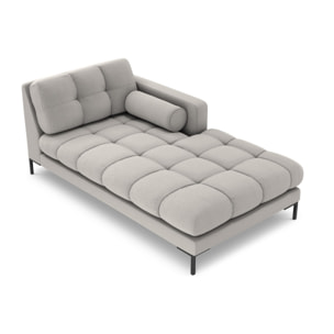 Méridienne droite "Bali" en tissu structurel gris clair