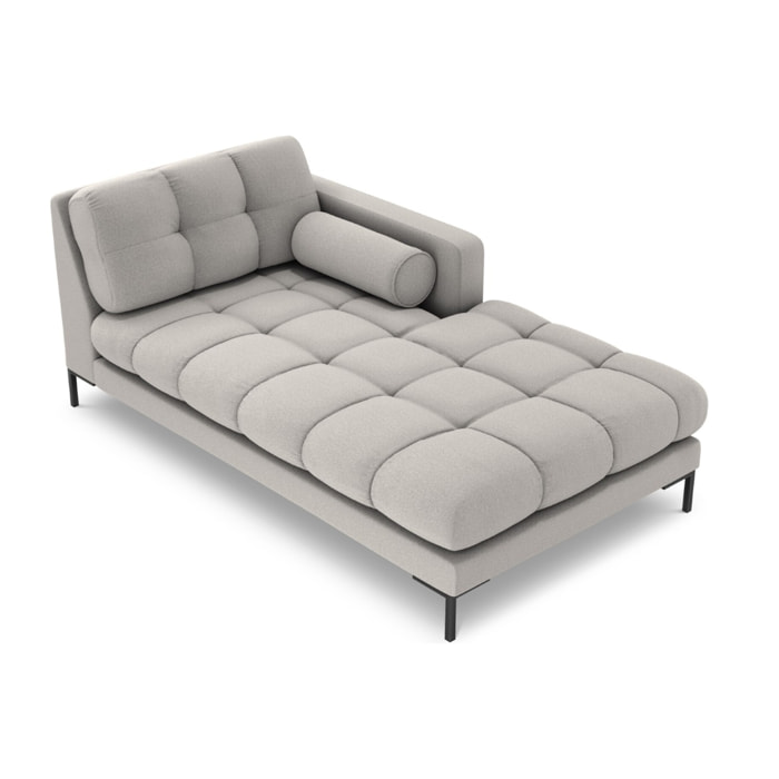 Méridienne droite "Bali" en tissu structurel gris clair