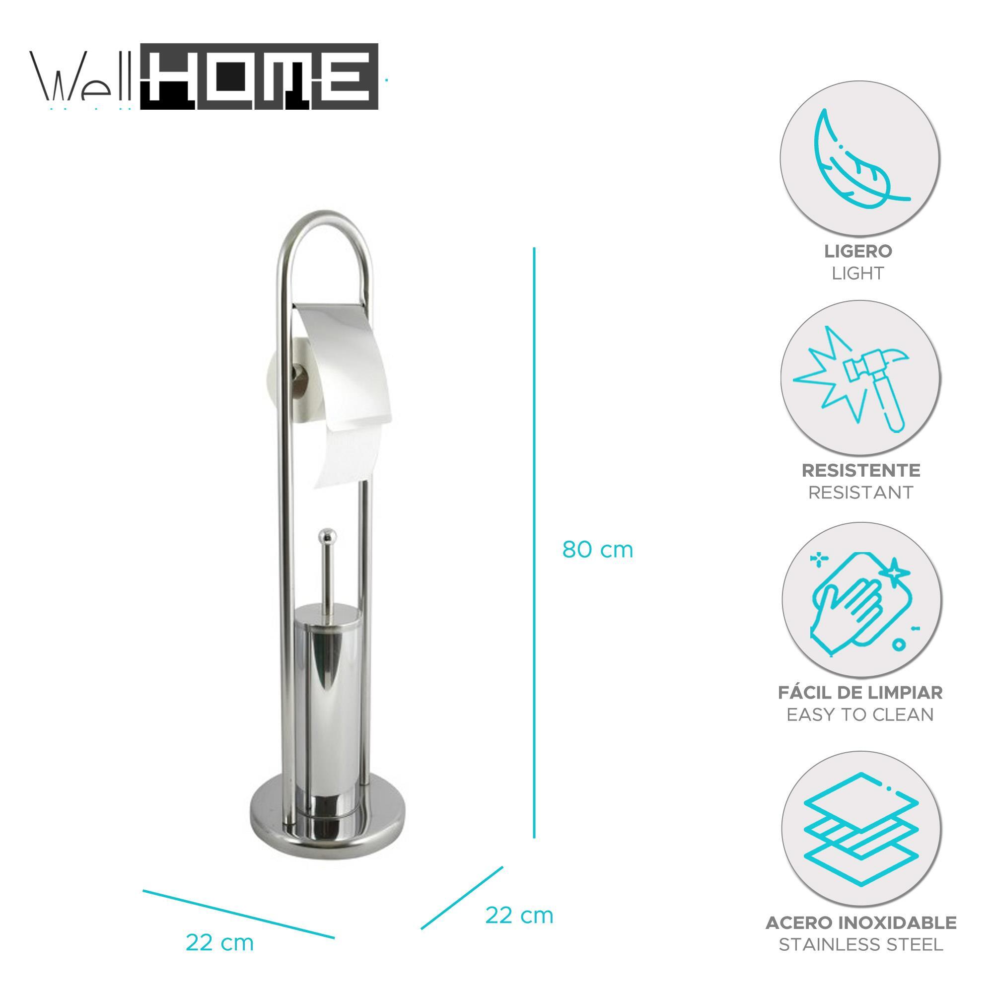 Portarrollos y Escobilla todo en uno, en Acero inoxidable