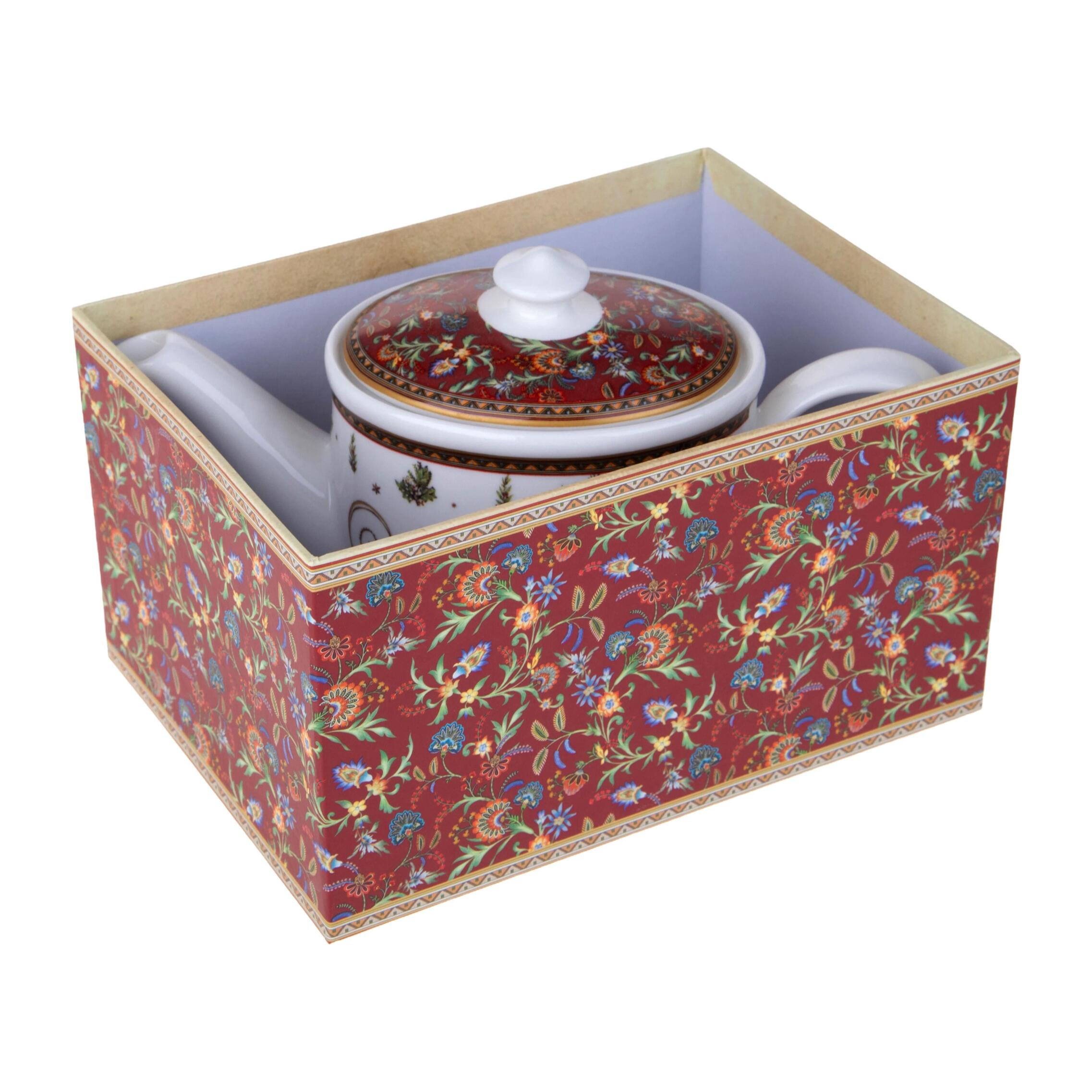 Teiera d19 cm con b.natale in gift box - Pezzi 1 - ROSSO - Bianchi Dino SpA