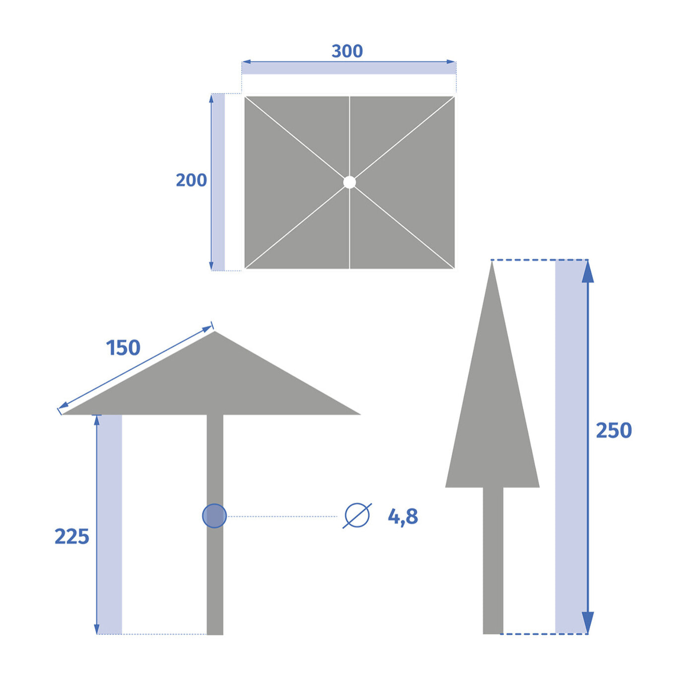Parasol droit rectangulaire inclinable "Loompa" argile & blé 3 x 2m en aluminium et polyester