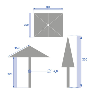 Parasol droit rectangulaire inclinable "Loompa" argile & blé 3 x 2m en aluminium et polyester