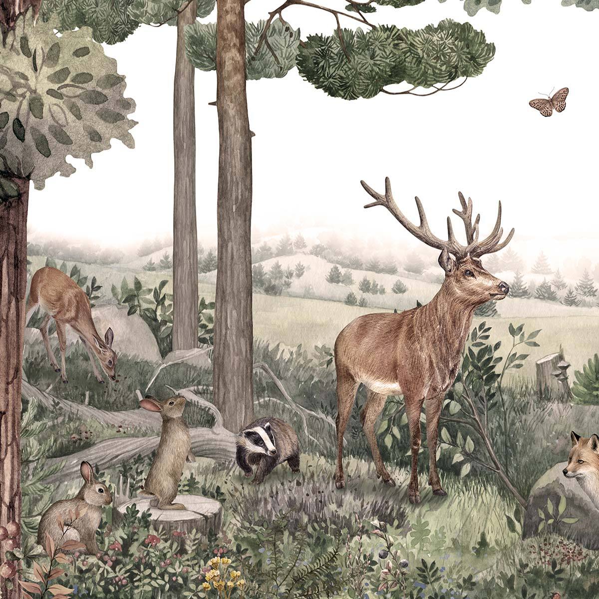 Papier peint a l'ombre du cerf Intissé