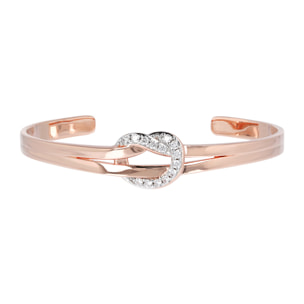 Bracciale Rigido Nodo in Golden Rosé con Cubic Zirconia Placcato in Oro Rosa 18kt