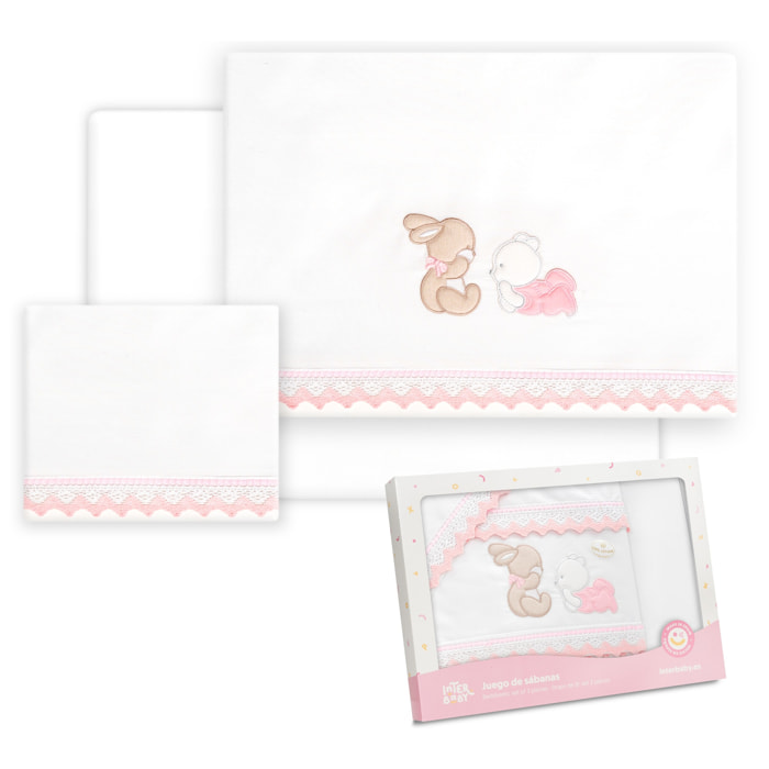 Triptico Coche Oso Tumbado Conejito Bco/Rosa