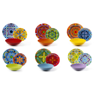 Servizio piatti 18 pezzi Excelsa – Puebla, Porcellana Multicolore