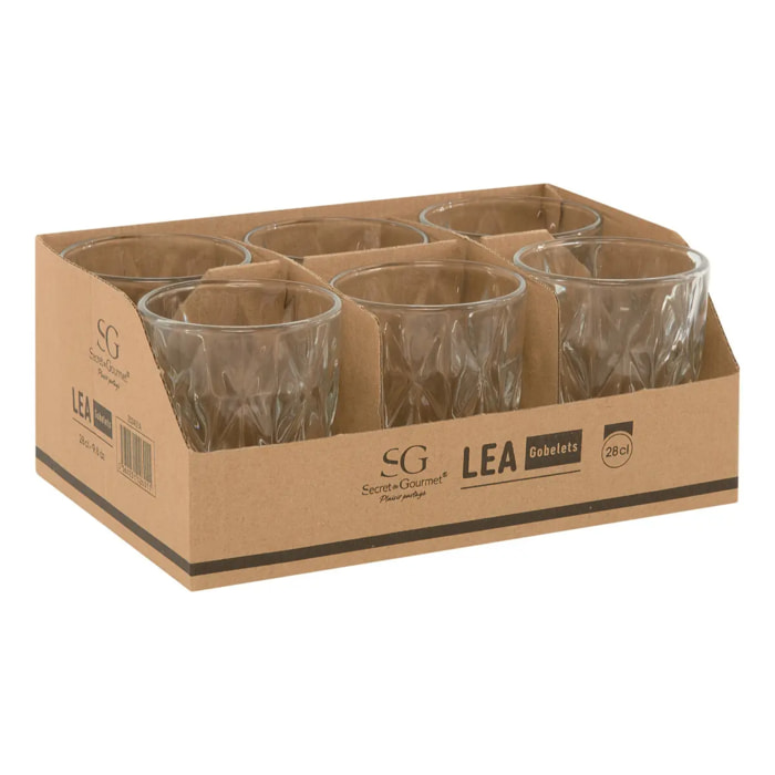Lot de 6 Gobelets Lea transparent D8,1xH10cm