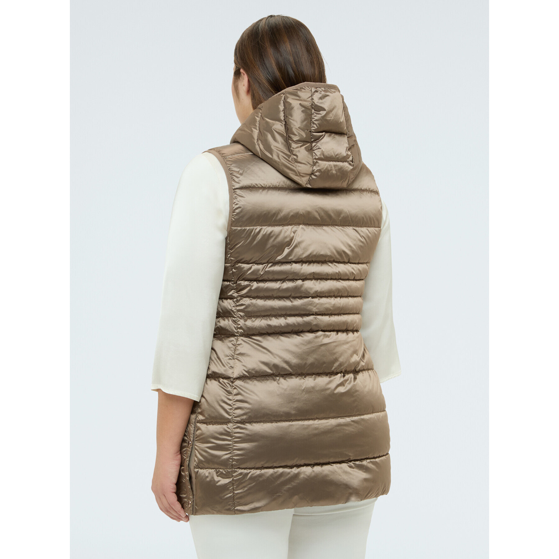 Fiorella Rubino - Piumino smanicato con cappuccio - Marrone