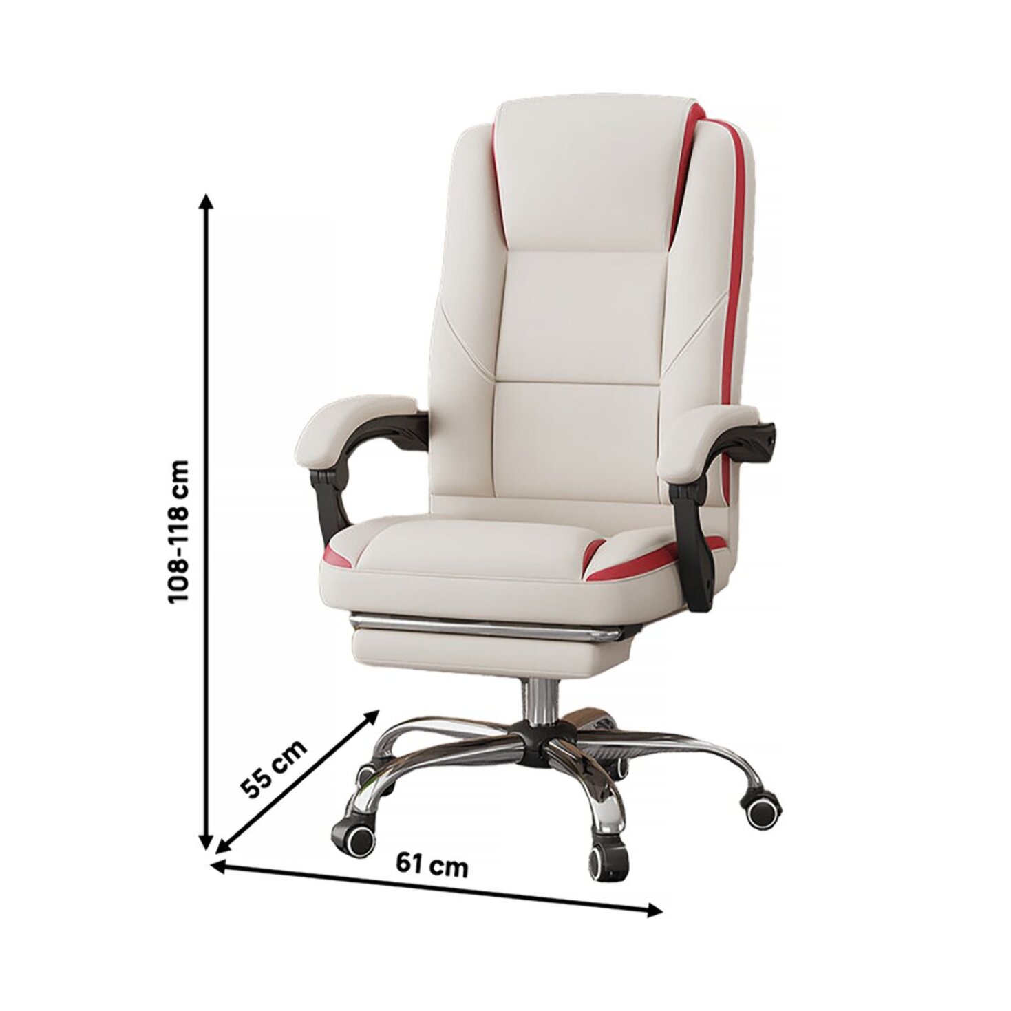 Fauteuil de bureau en simili avec repose pieds "Maissa" - Beige