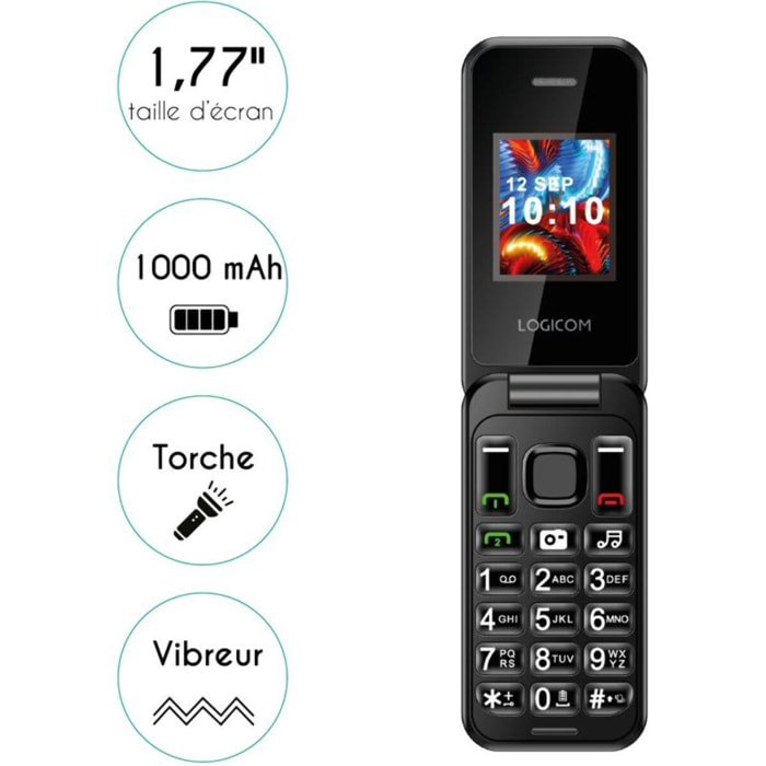 Téléphone portable LOGICOM Fleep 450 Noir 4G