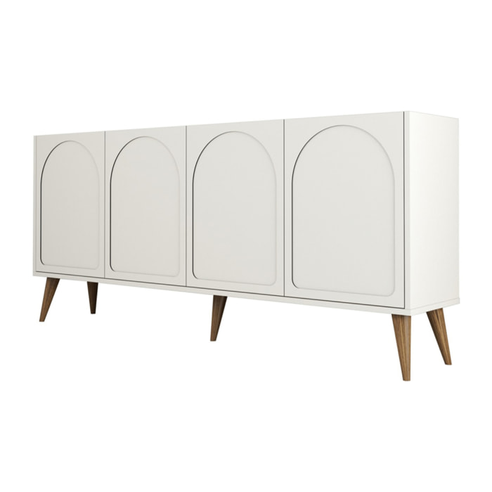 EFFY Buffet 4 portes design arrondi crème 180x81cm