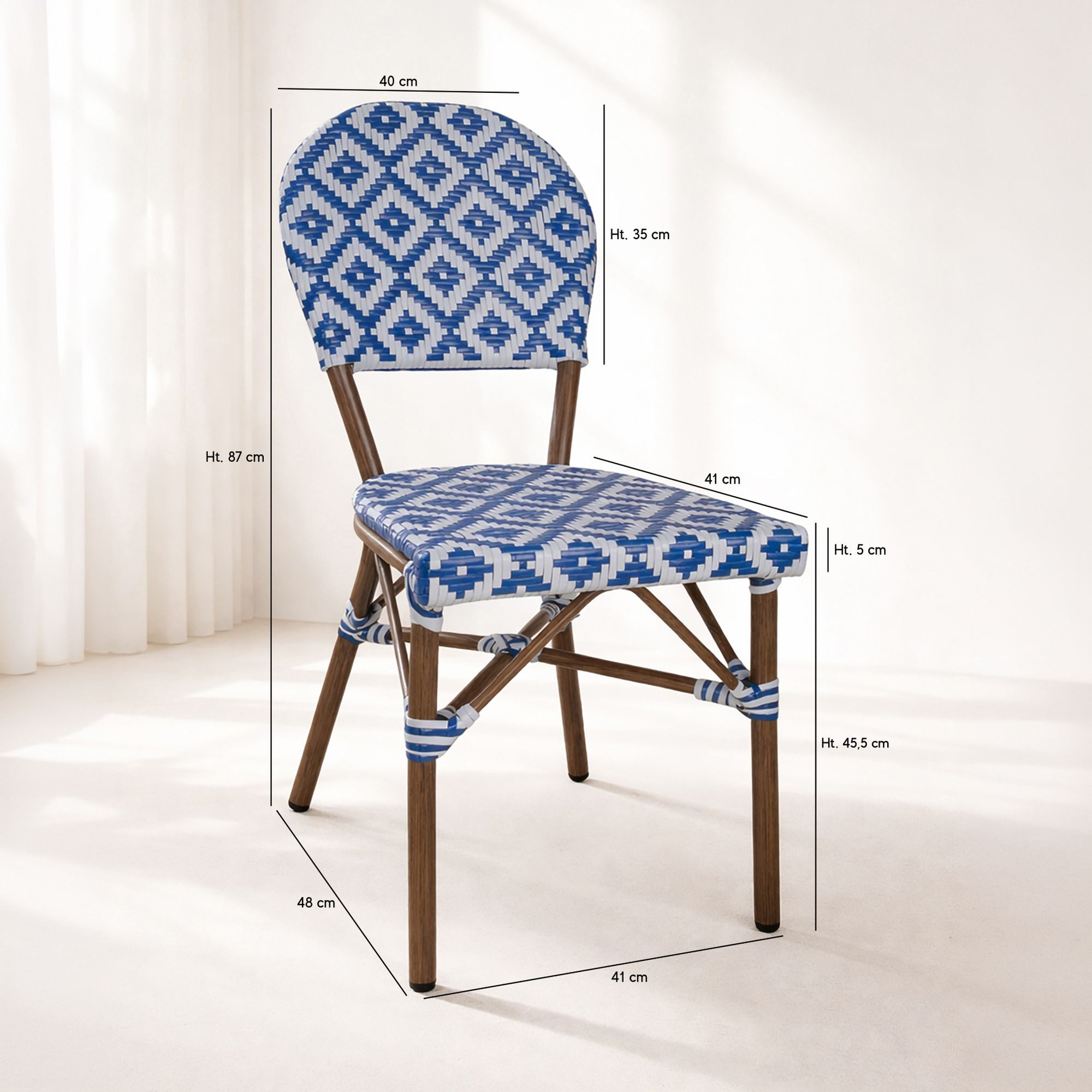 Lot de 2 chaises extérieures avec effet rotin tressé bleu SCALA