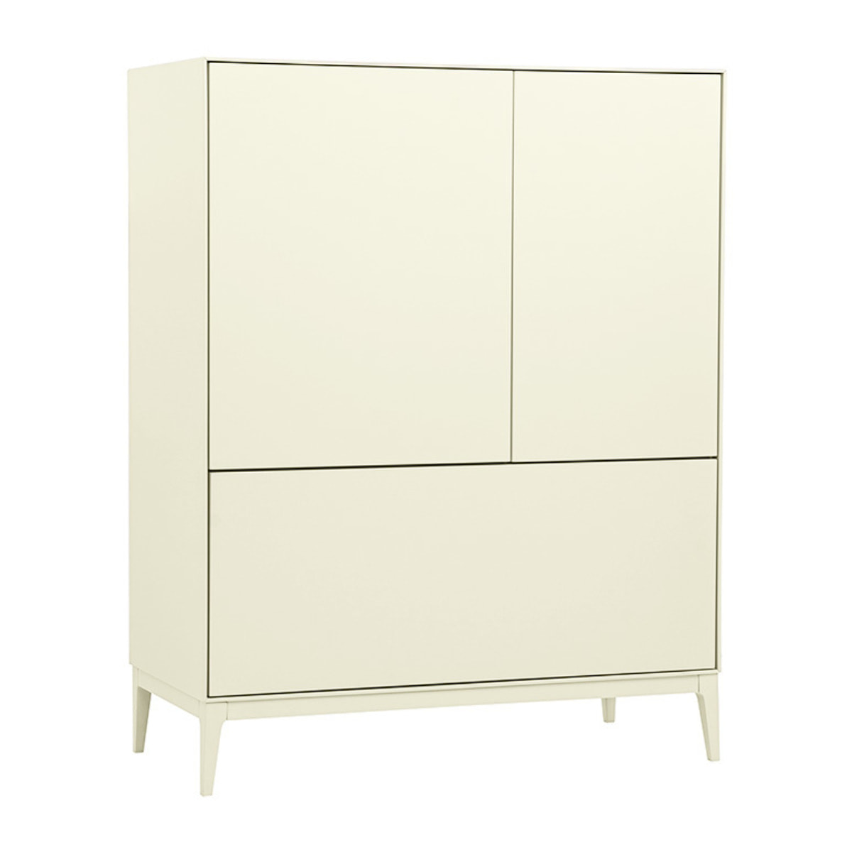 Buffet haut beige laqué mat 2 portes 1 tiroir L90 cm GRAY