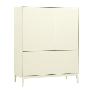 Buffet haut beige laqué mat 2 portes 1 tiroir L90 cm GRAY