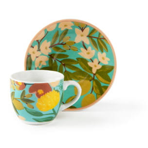 Set 6 Tasses à Café avec Soucoupes Excelsa – Fiori Frida, Porcelaine Multicolore