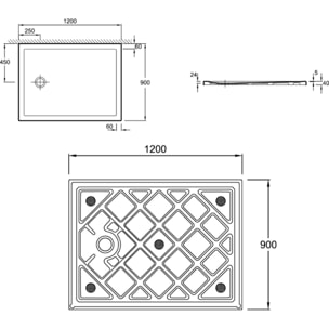 Receveur de douche 120 x 90 Gaspard extra-plat céramique bonde à gauche