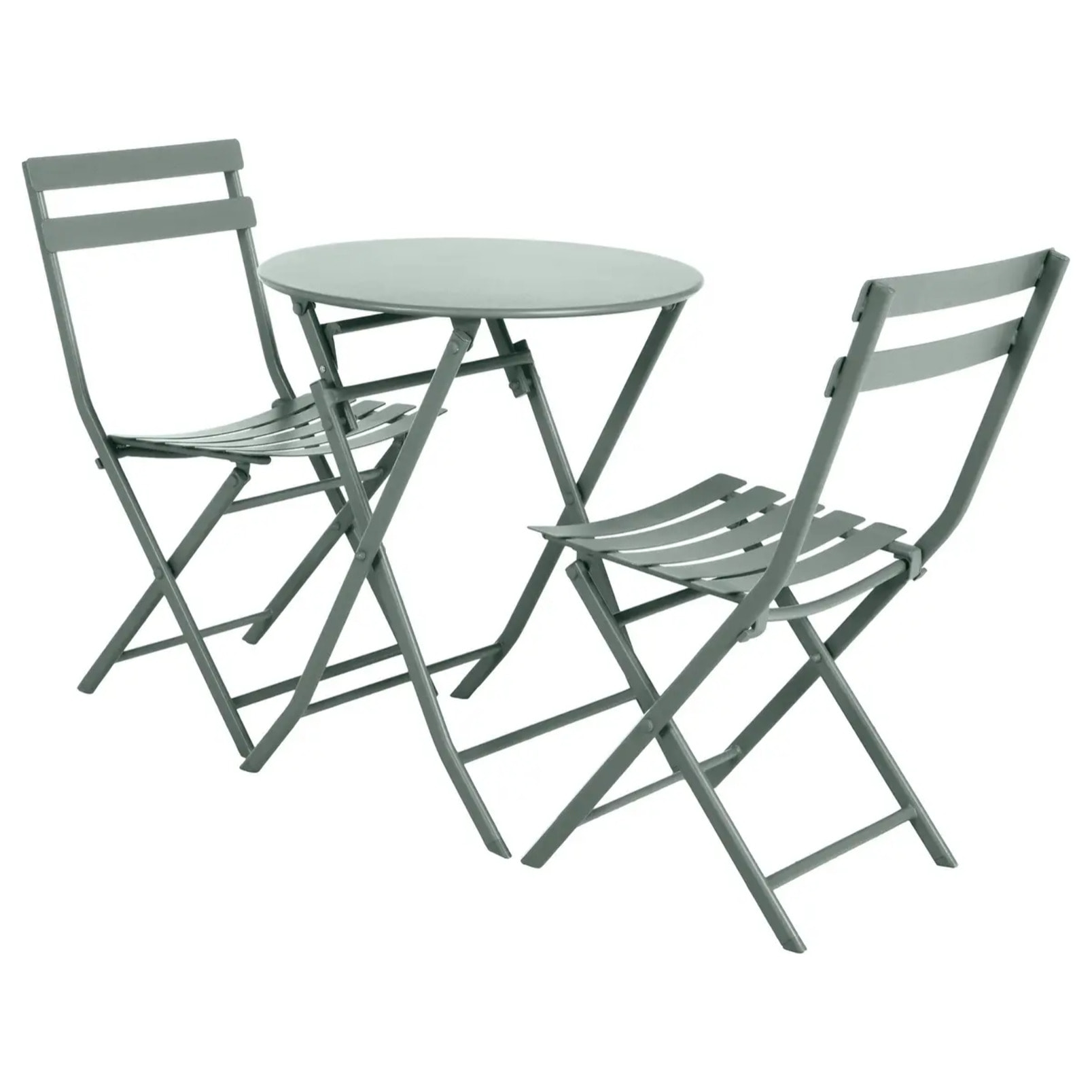 Table de jardin pliante ronde "Greensboro" vert olive 2 places en acier traité époxy