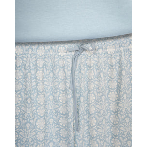 Pijama largo de algodón con escote pico riana índigo