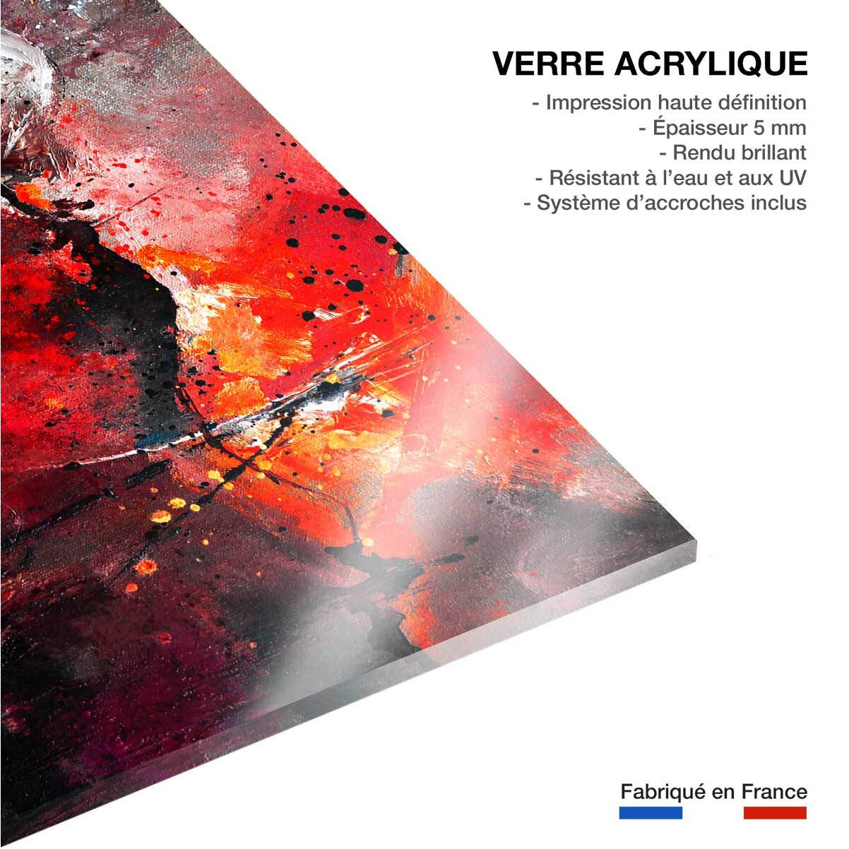 Tableau abstrait rouge galaxie Tableau plexiglas