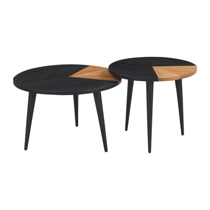 Set de 2 tables basses rondes en bois d'acacia - Binôme