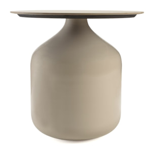 HORTENSE - Table d'appoint plateau carreaux vitrifiés pied en fer beige