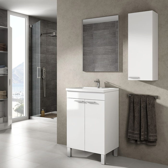 Mueble Baño 2p Con Lavabo + Espejo Koncept