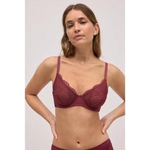 Reggiseno con ferretto non imbottito in pizzo granato, coppe B e C