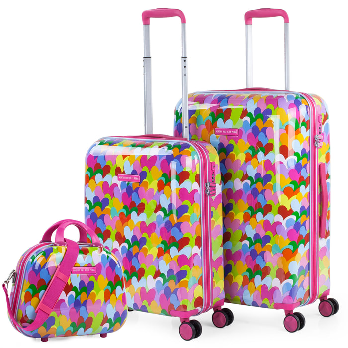 Juego De Maletas Pc Agatha Ruiz De La Prada Corazones Fucsiaes Fucsia