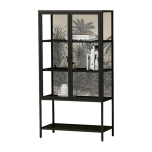 Vetrina Busseto, Credenza espositiva, Vetrinetta multiuso, Madia da soggiorno, 80x35 h160 cm, Ardesia