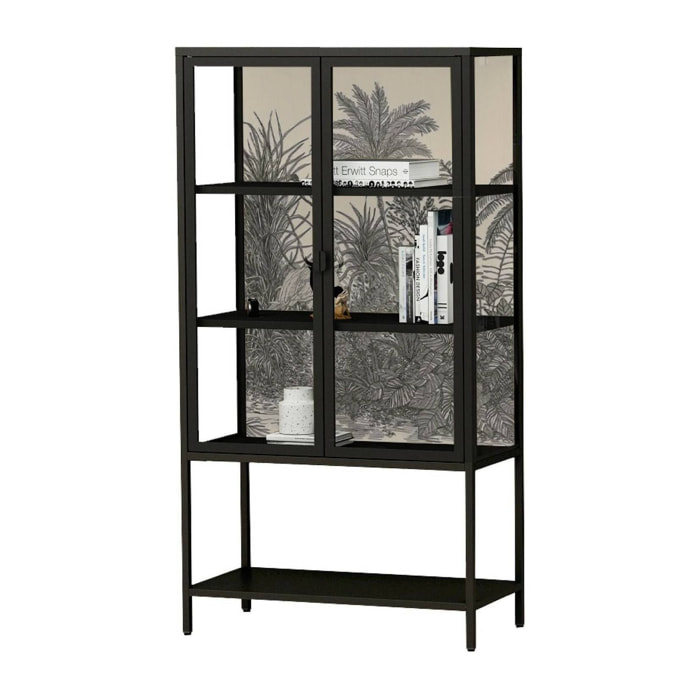 Vetrina Busseto, Credenza espositiva, Vetrinetta multiuso, Madia da soggiorno, 80x35 h160 cm, Ardesia