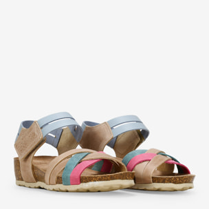 Sandalias con cuña de piel multicolor