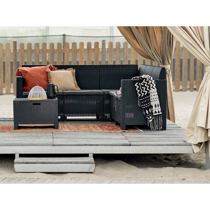 Set salotto da esterno Somnus, Salottino outdoor, Set da balcone o giardino, Composizione soggiorno per esterni, Made in Italy, Antracite
