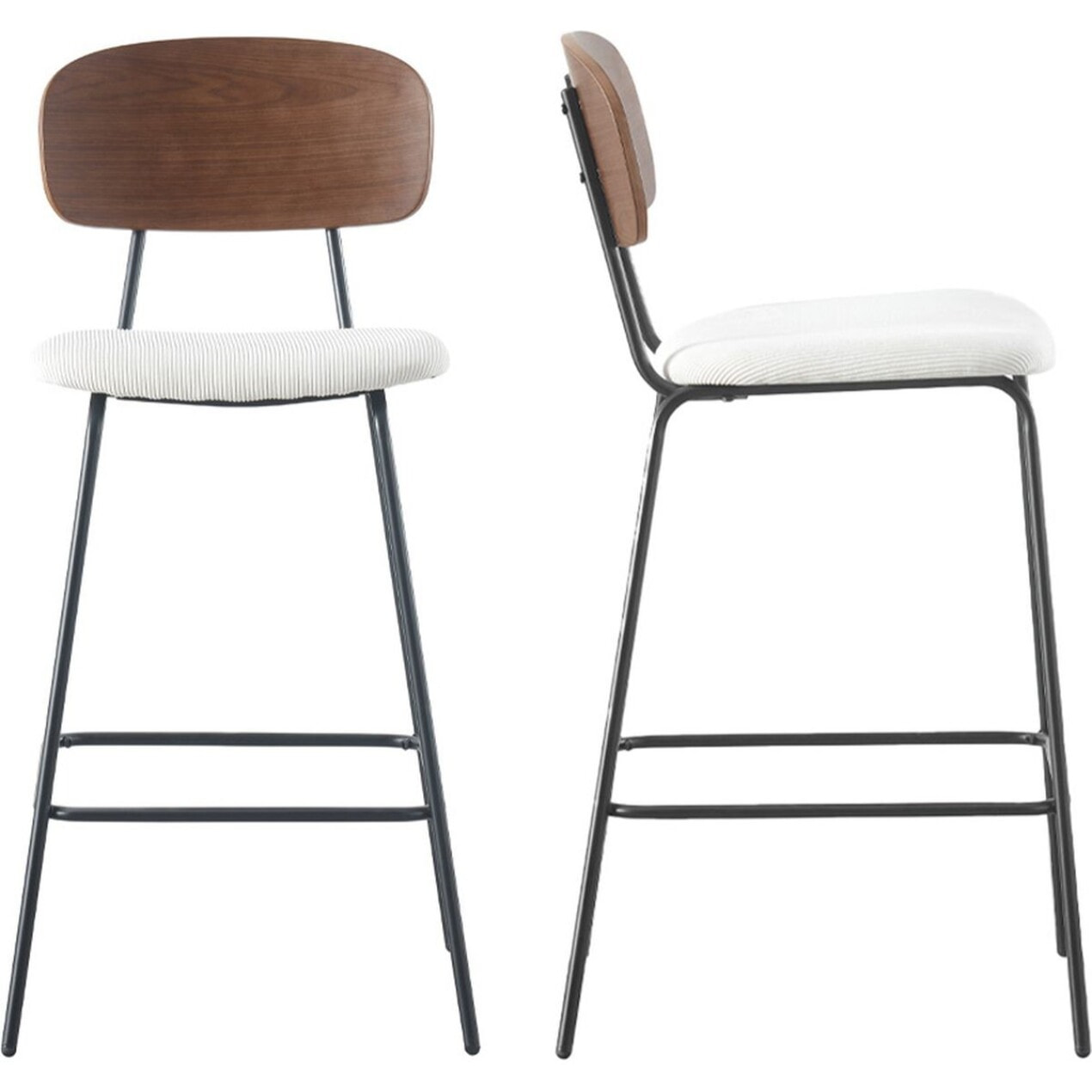 Lot de 2 tabourets de bar en velours côtelé - DANY