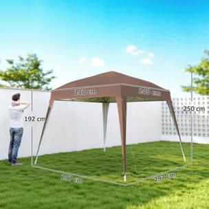 Carpa Plegable 3x3 m, Pop-up, Cenador Pabellón de Jardín, Altura Ajustable con Bolsa de Transporte, Anti-UV, Impermeable, Gazebo para Camping, Fiestas, Exterior, Café