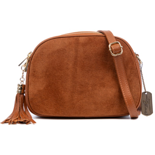 Aliminusa bolso bandolera Mujer. Piel auténtica Gamuza y Dollaro.