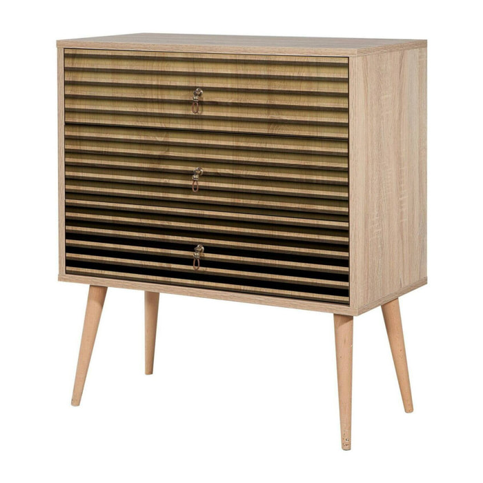 Cassettiera Apricale, Settimino multiuso, Comò camera da letto, Mobile con cassetti, 80x40h90 cm, Quercia
