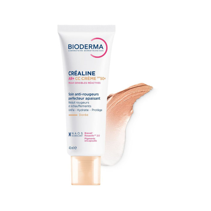 Crealine AR+ SPF 50+ - CC Crème Soin Anti-Rougeurs Perfecteur Apaisant Dorée 40 ml