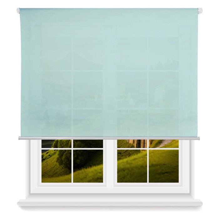 Well home estor enrollable translúcido liso - azul claro, 90 x 175cm (ancho x largo)/tamaño de la tela 87 x 170cm