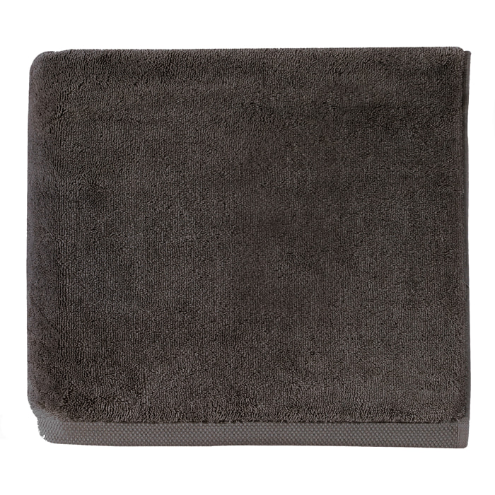 Serviette de bain unie en coton peigné biologique, ESSENTIEL, Gris Graphite