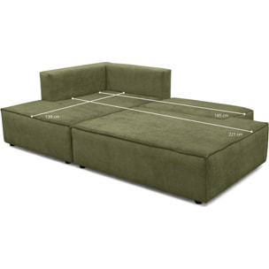 Canapé d'angle à gauche convertible 3 places en tissu chenille - BARANI