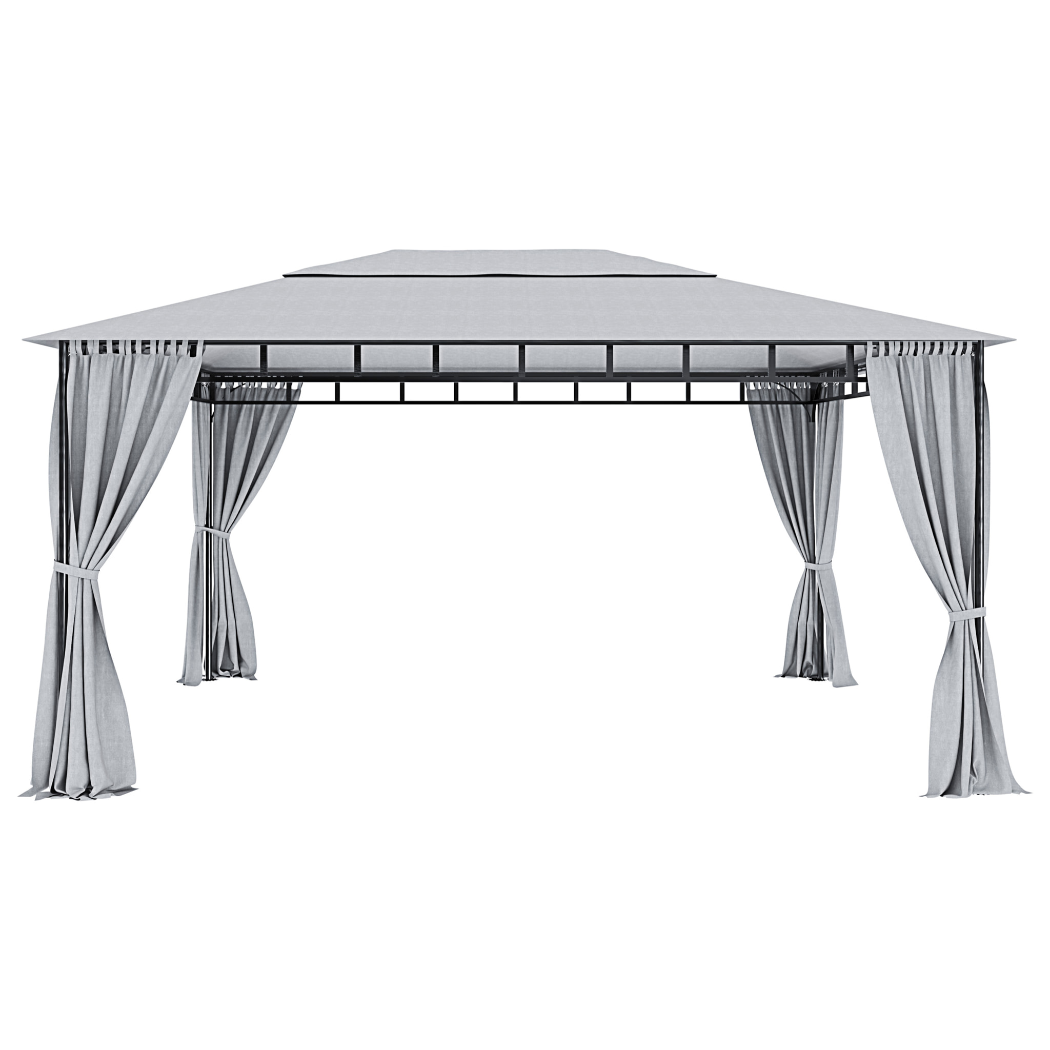 Gazebo Da Giardino 3 x 4 M Con Tende Laterali Richiudibili Struttura In Acciaio Robusto Copertura Impermeabile 180 g/m² Con 4 Teli Laterali Esterno Giardino Piscina Fiere Ombreggiante Privacy Grigio