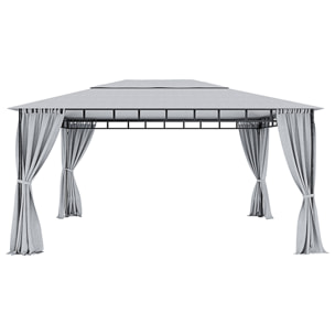 Gazebo Da Giardino 3 x 4 M Con Tende Laterali Richiudibili Struttura In Acciaio Robusto Copertura Impermeabile 180 g/m² Con 4 Teli Laterali Esterno Giardino Piscina Fiere Ombreggiante Privacy Grigio